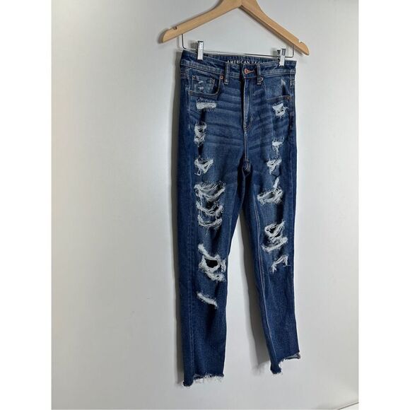 American Eagle Outfitters Blue Distressed Straight Leg Jeans - Picture 11 of 13